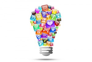 
Lightbulb showing mobile app development idea.