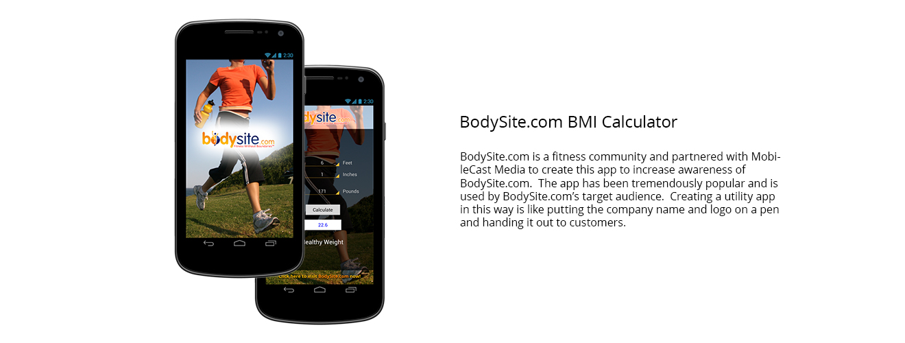 BodySite.com Body Mass Index app developed by MobileCast Media.