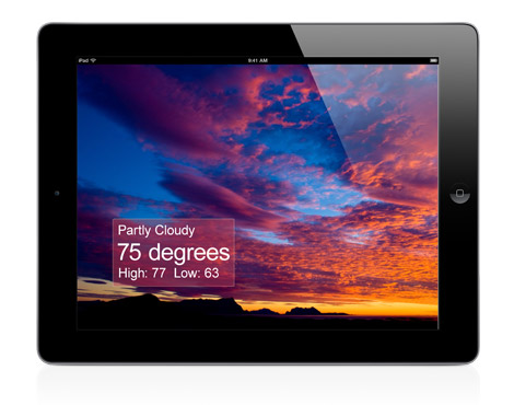 iPad weather mobile app.