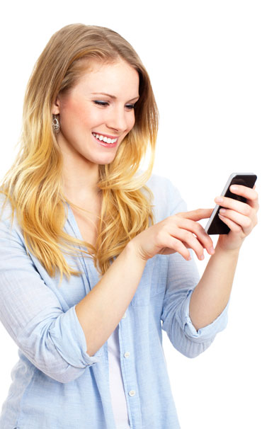 Woman Standing and Using iPhone